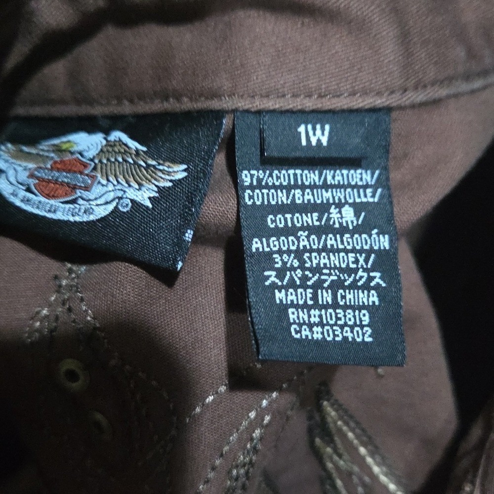 Harley-Davidson Women's Brown Zip Vest Studded Lace-Up Back 1X | Charity Item - Picture 10 of 11